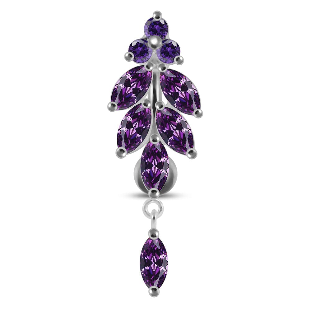 925 Sterling Silver Dangling Jewelled Navel Ring