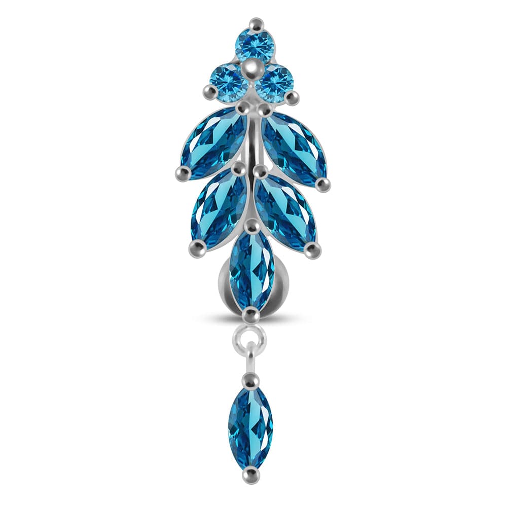 925 Sterling Silver Dangling Jewelled Navel Ring