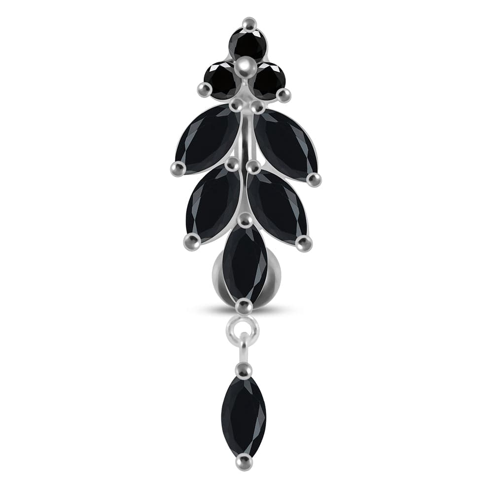 925 Sterling Silver Dangling Jewelled Navel Ring