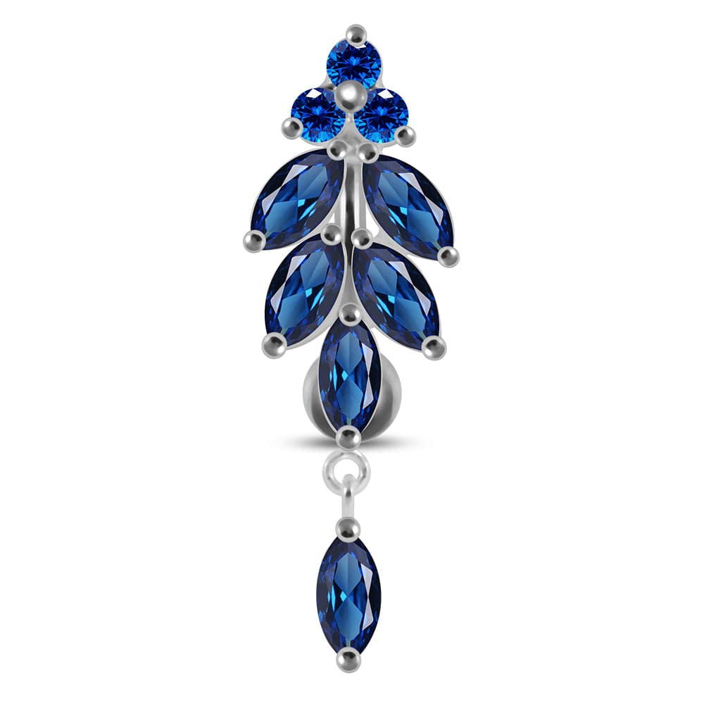 925 Sterling Silver Dangling Jewelled Navel Ring