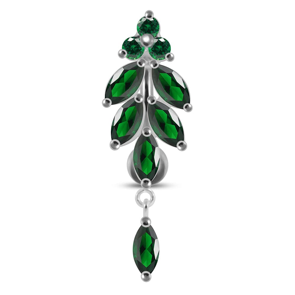 925 Sterling Silver Dangling Jewelled Navel Ring