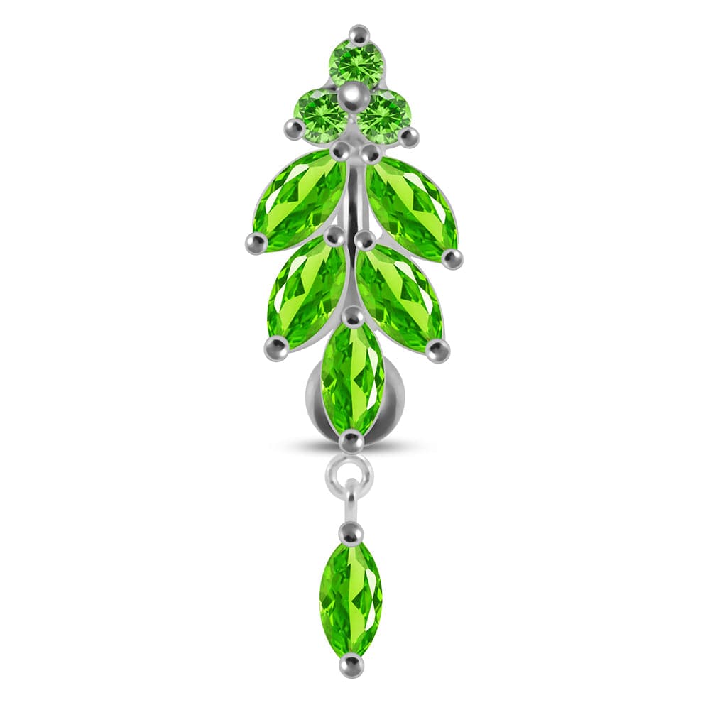 925 Sterling Silver Dangling Jewelled Navel Ring