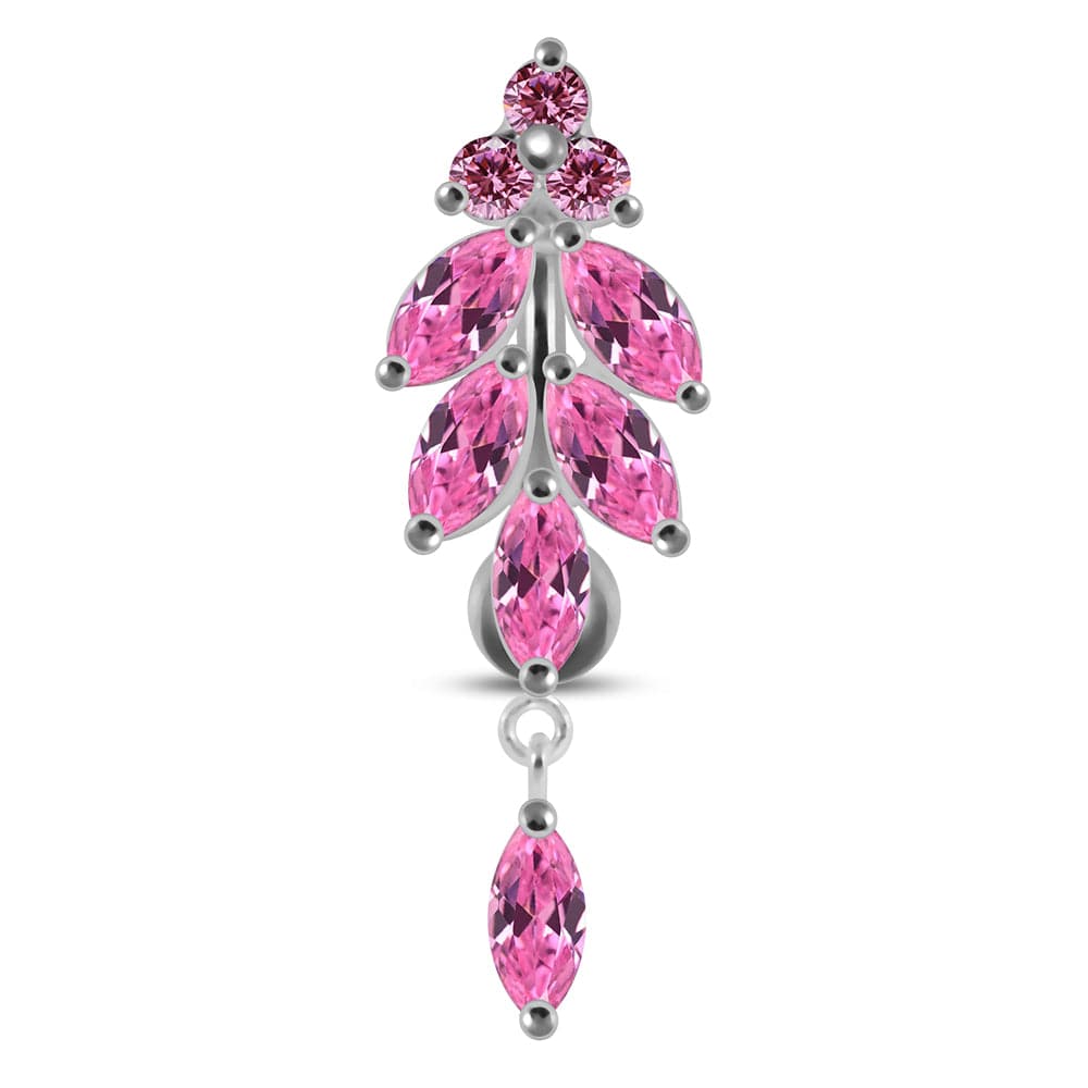 925 Sterling Silver Dangling Jewelled Navel Ring