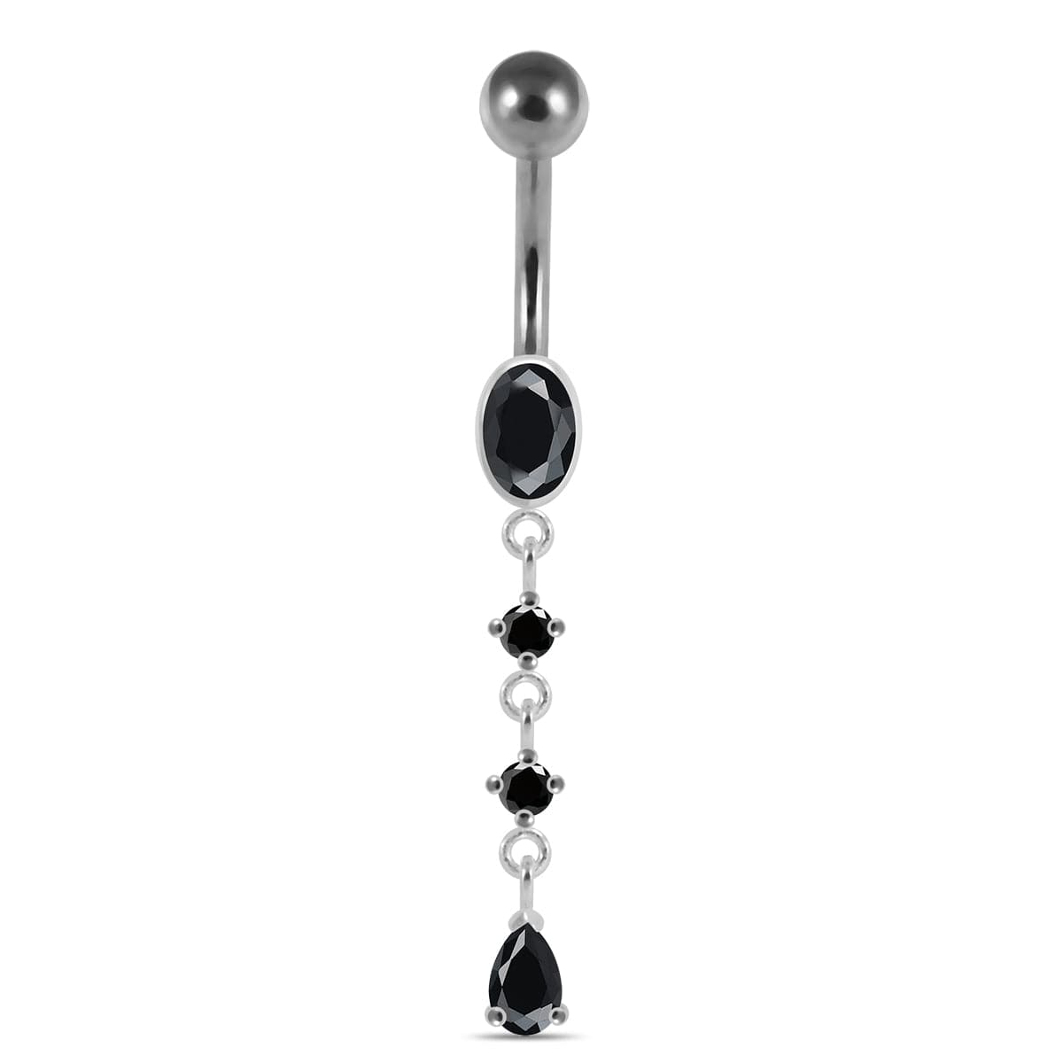 925 Sterling Silver Dangling curved bar with 5mm top ball