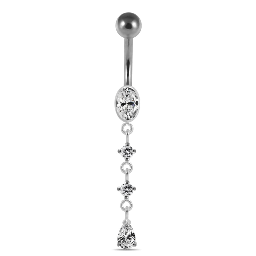 925 Sterling Silver Dangling curved bar with 5mm top ball