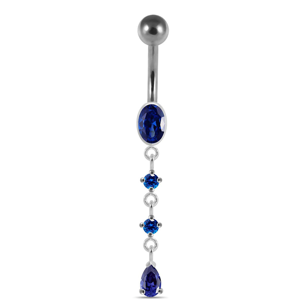 925 Sterling Silver Dangling curved bar with 5mm top ball