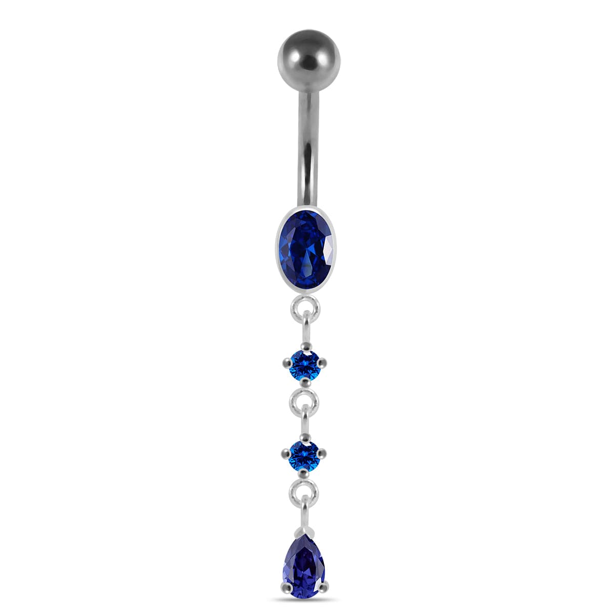 925 Sterling Silver Dangling curved bar with 5mm top ball