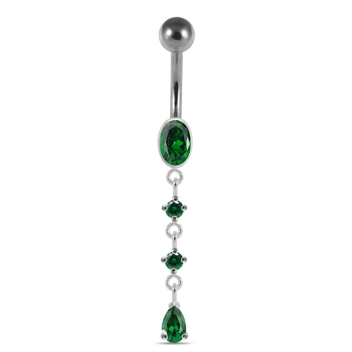 925 Sterling Silver Dangling curved bar with 5mm top ball