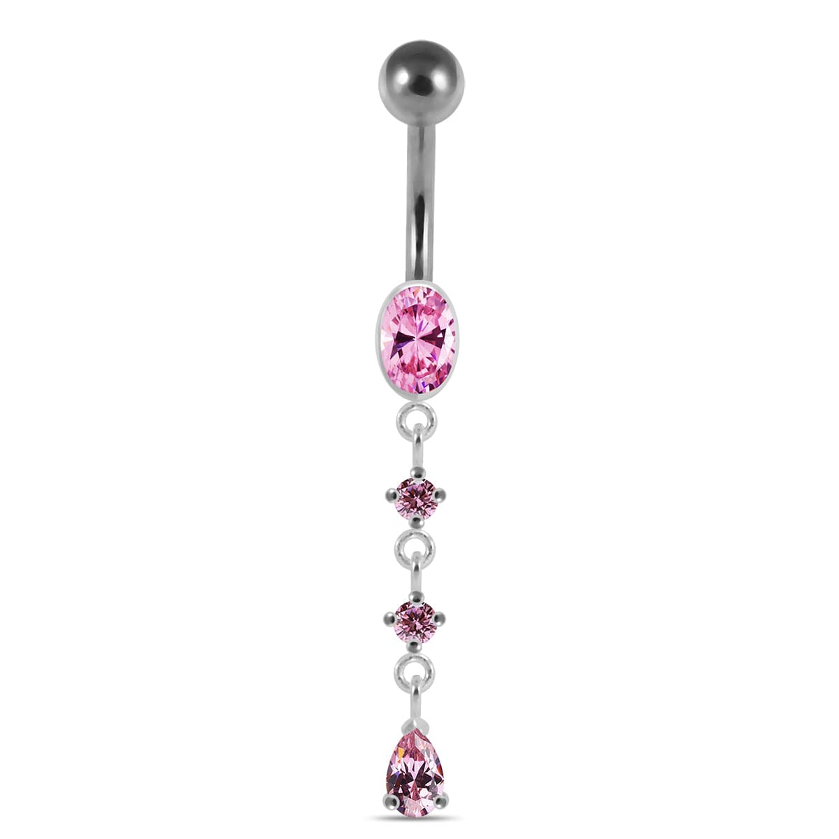 925 Sterling Silver Dangling curved bar with 5mm top ball