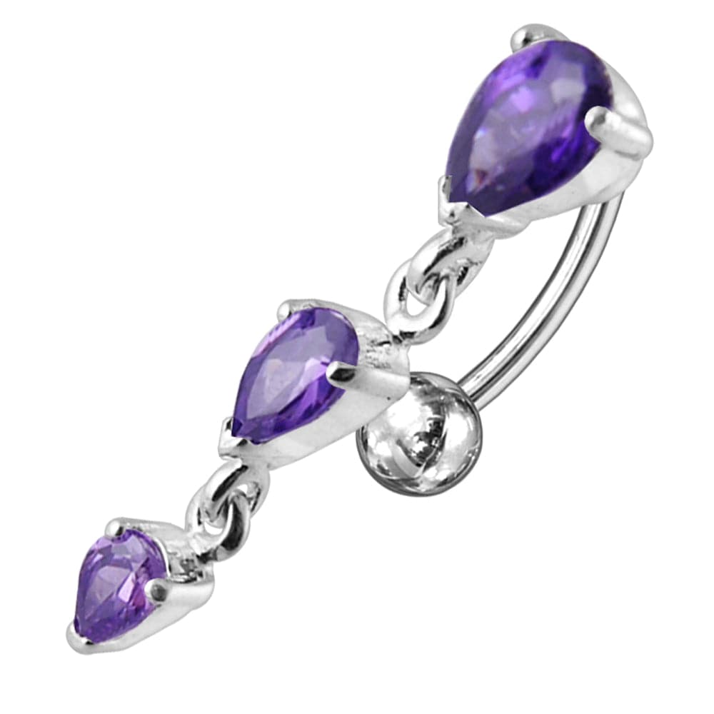 925 Sterling Silver Jewelled Moving Fancy Navel Ring