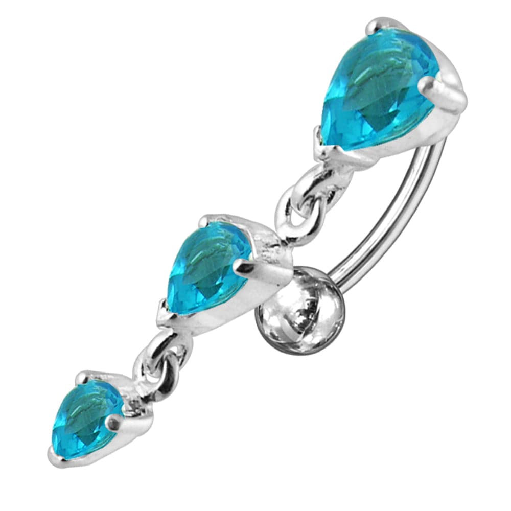 925 Sterling Silver Jewelled Moving Fancy Navel Ring