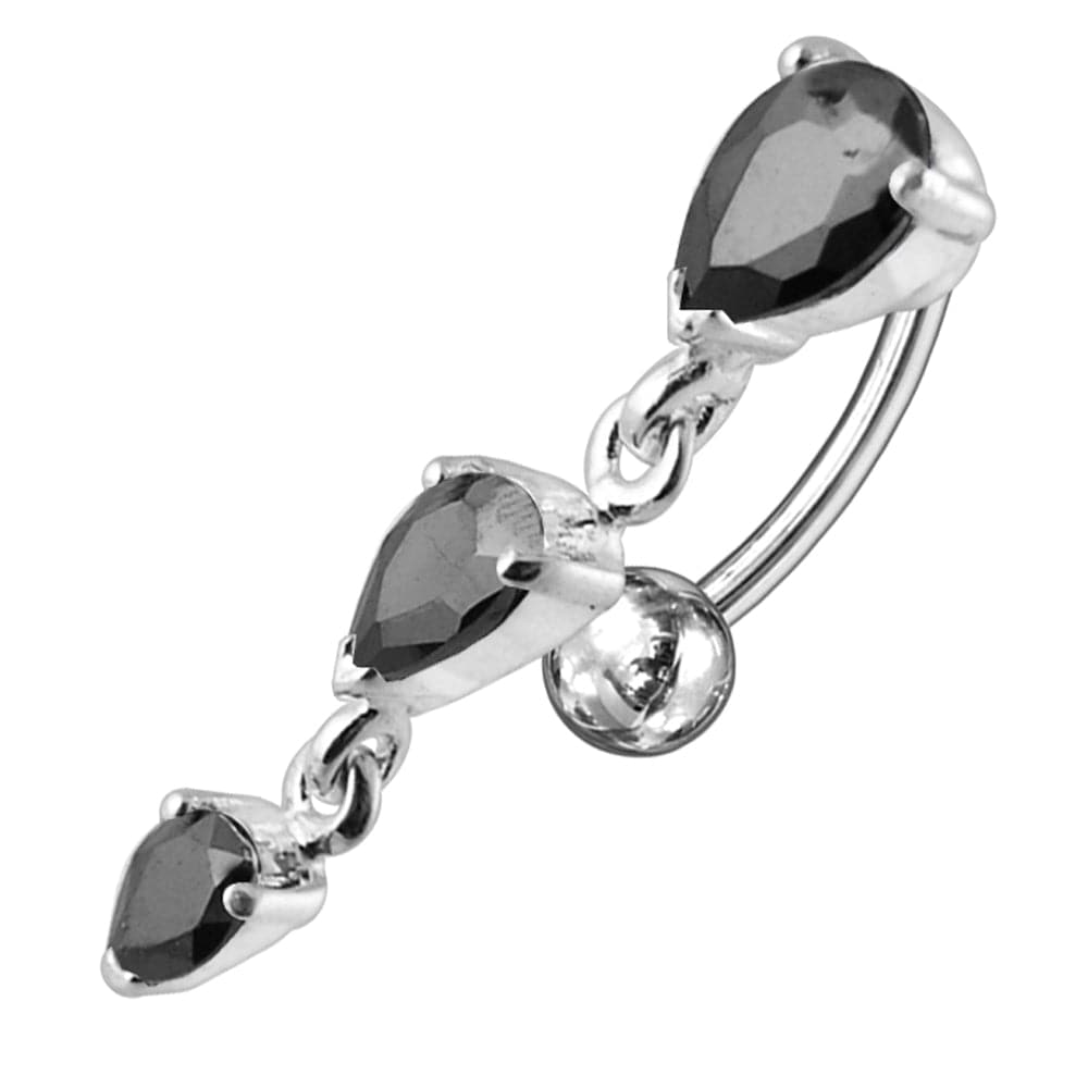 925 Sterling Silver Jewelled Moving Fancy Navel Ring