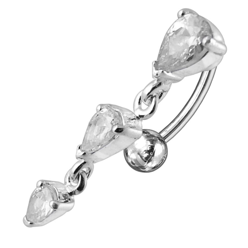 925 Sterling Silver Jewelled Moving Fancy Navel Ring