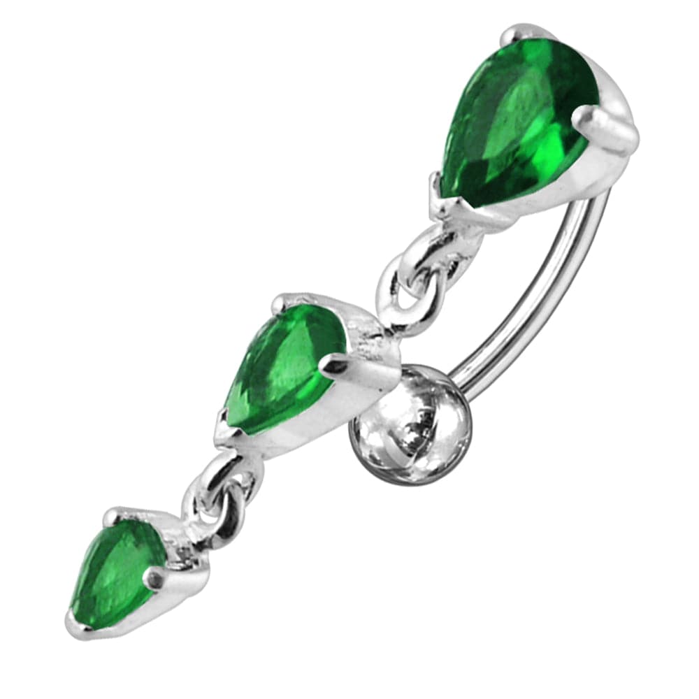 925 Sterling Silver Jewelled Moving Fancy Navel Ring