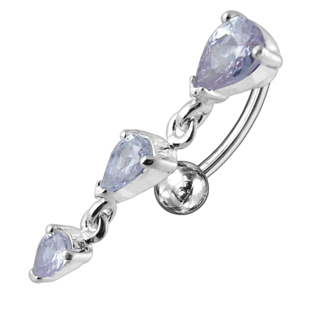 925 Sterling Silver Jewelled Moving Fancy Navel Ring