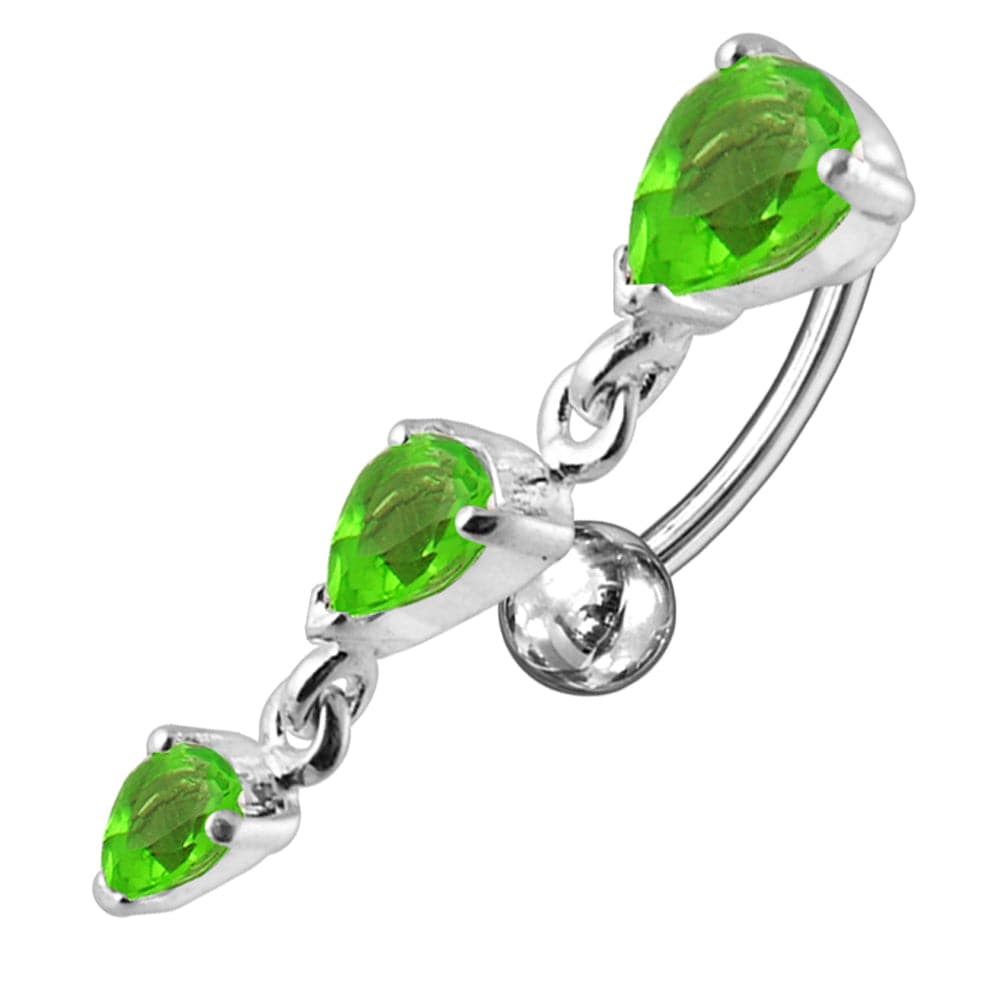 925 Sterling Silver Jewelled Moving Fancy Navel Ring