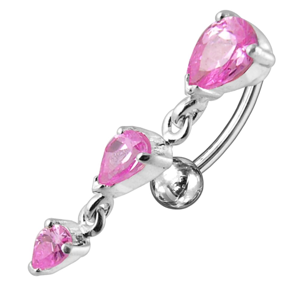 925 Sterling Silver Jewelled Moving Fancy Navel Ring