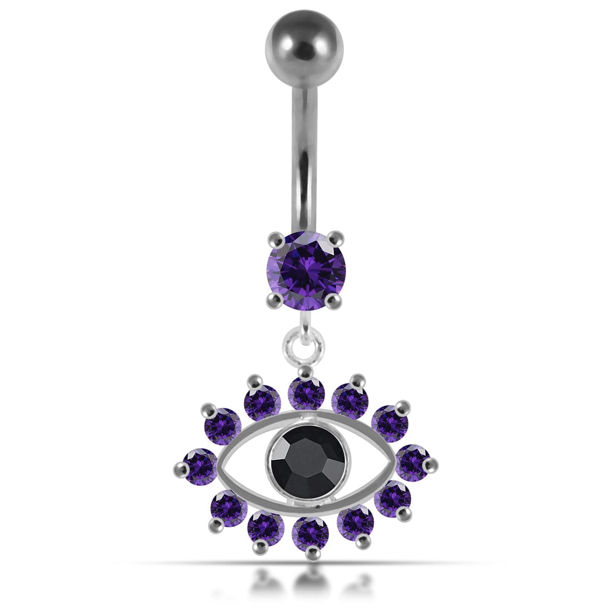 925 Sterling Silver Blue Eye Catching Stone Studded Belly Ring