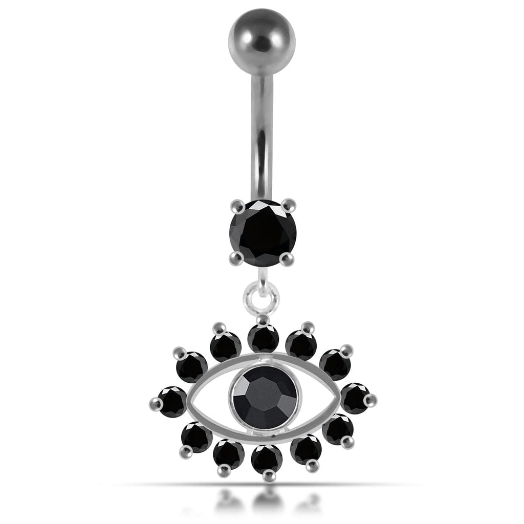 925 Sterling Silver Blue Eye Catching Stone Studded Belly Ring