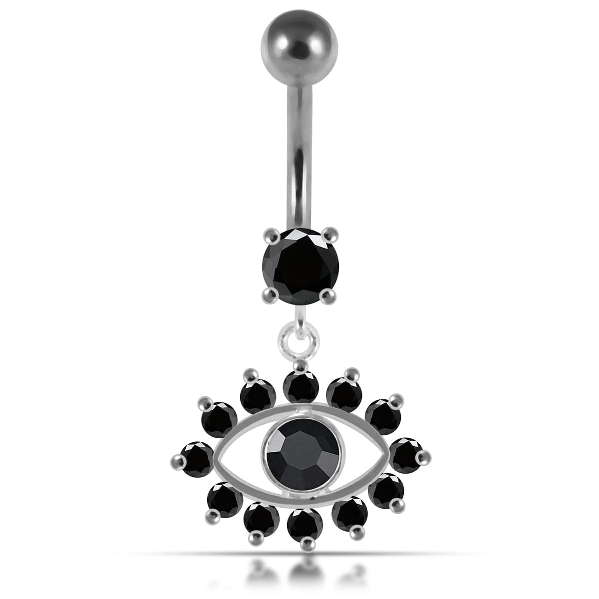 925 Sterling Silver Blue Eye Catching Stone Studded Belly Ring