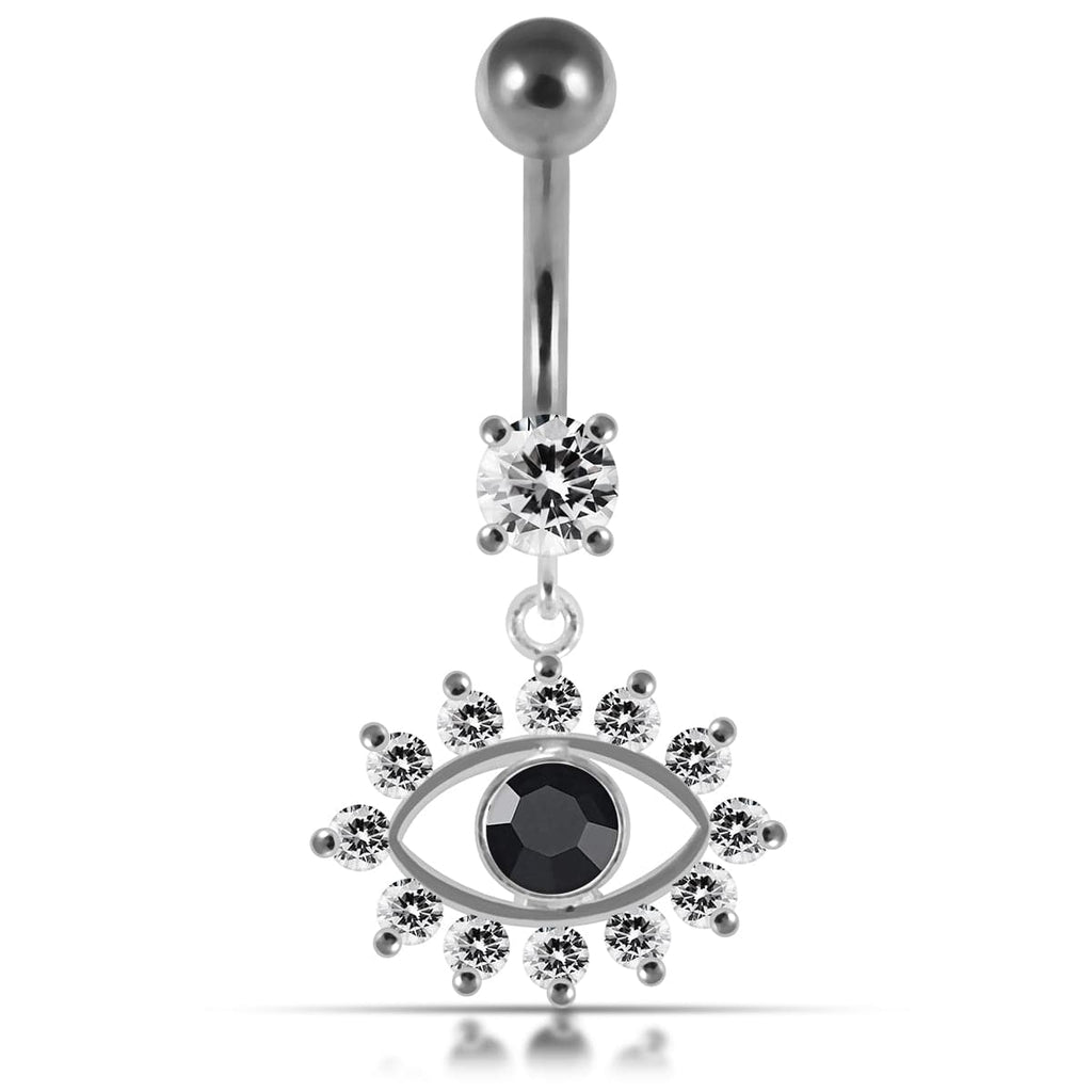 925 Sterling Silver Blue Eye Catching Stone Studded Belly Ring
