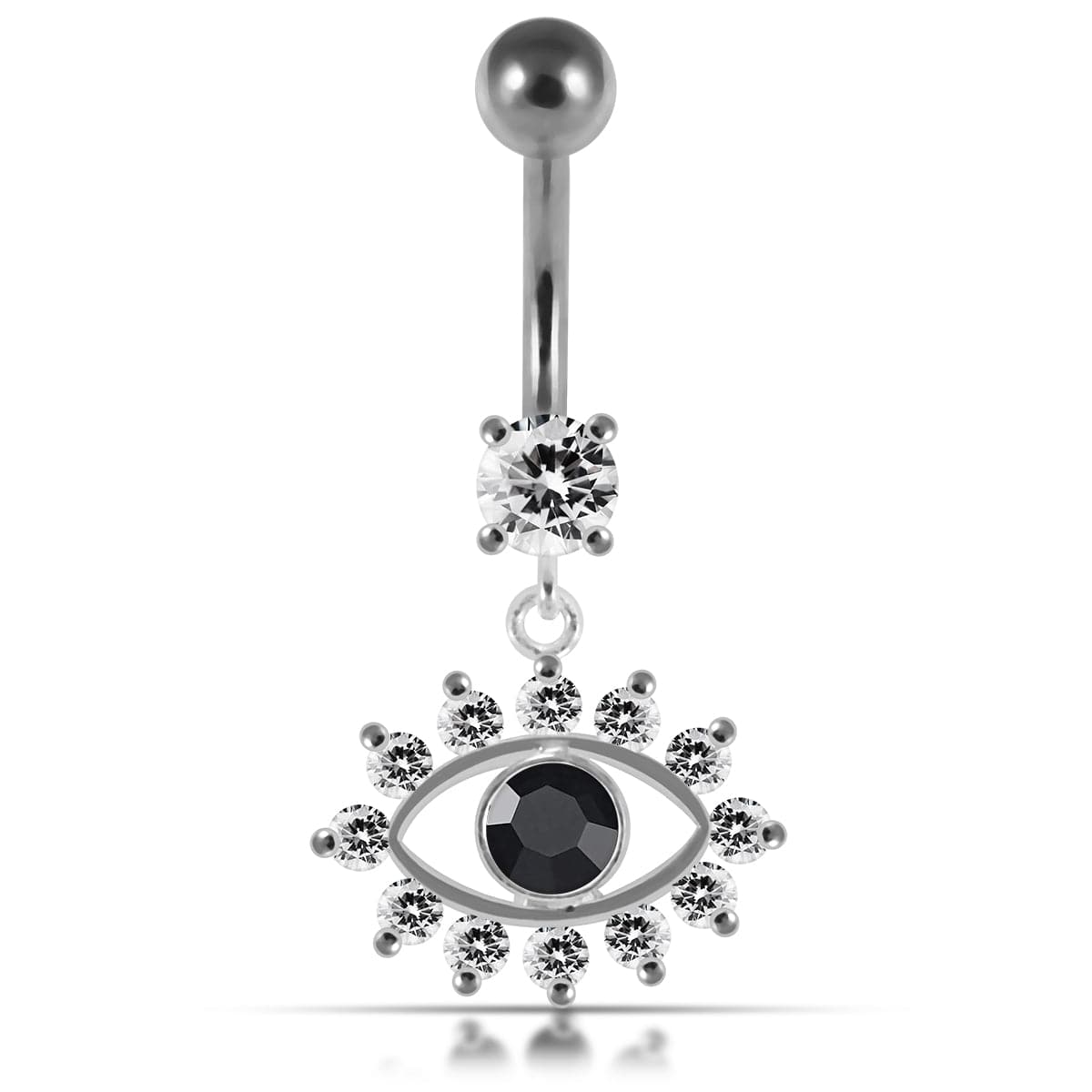 925 Sterling Silver Blue Eye Catching Stone Studded Belly Ring