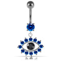 925 Sterling Silver Blue Eye Catching Stone Studded Belly Ring