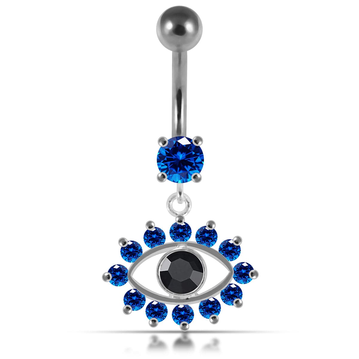 925 Sterling Silver Blue Eye Catching Stone Studded Belly Ring