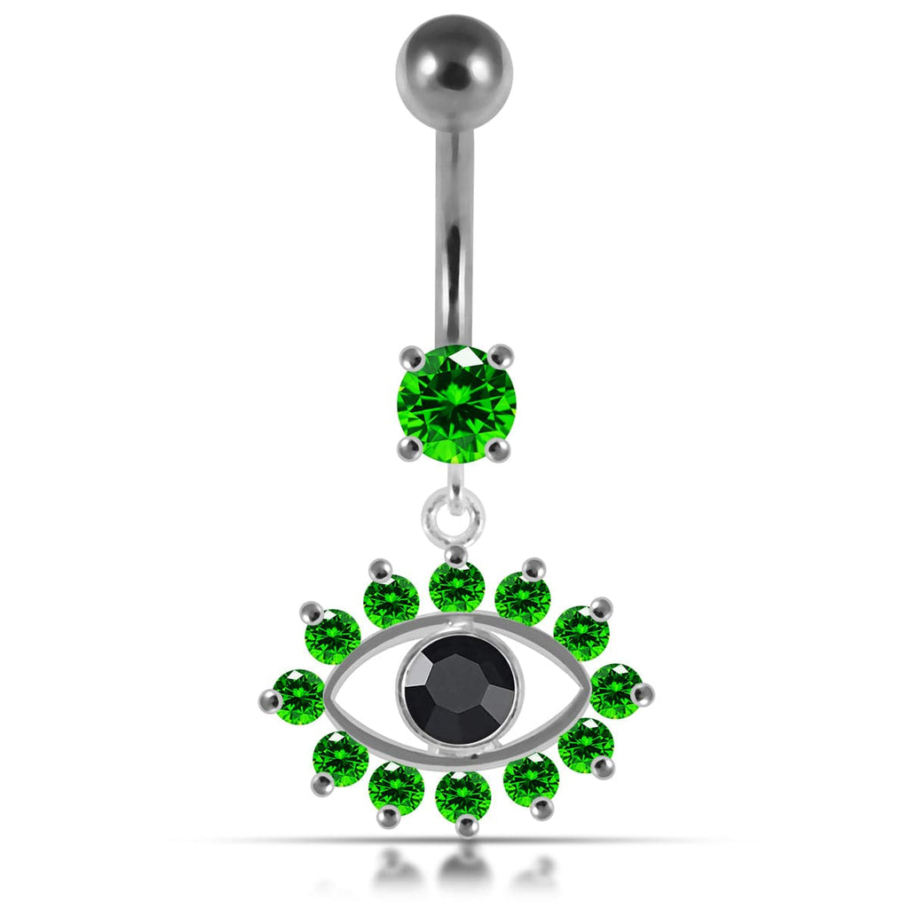925 Sterling Silver Blue Eye Catching Stone Studded Belly Ring