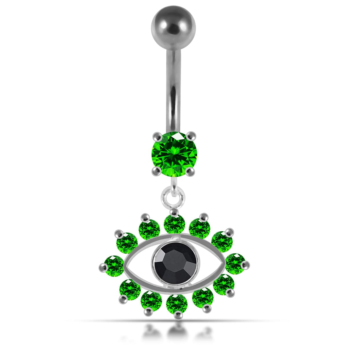 925 Sterling Silver Blue Eye Catching Stone Studded Belly Ring