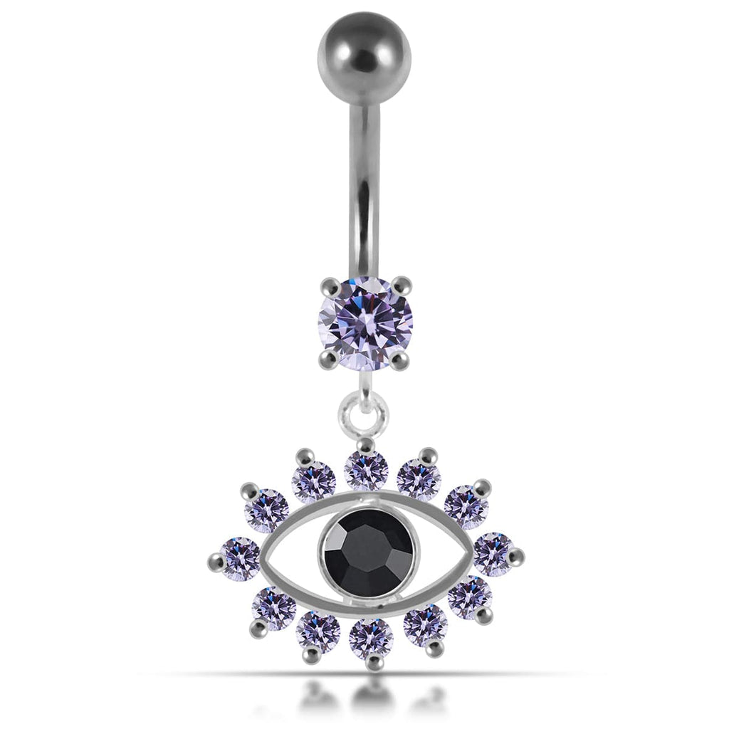 925 Sterling Silver Blue Eye Catching Stone Studded Belly Ring