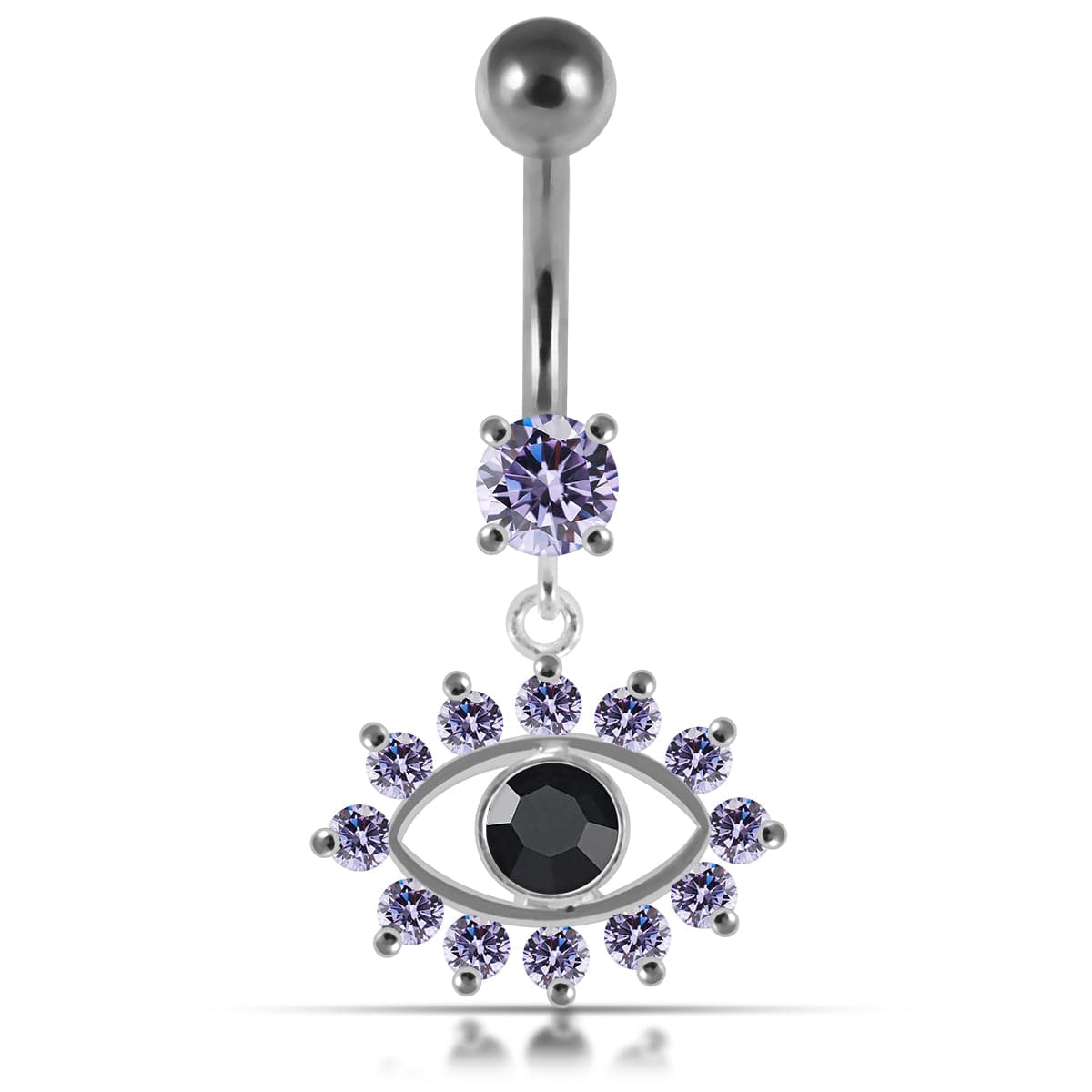 925 Sterling Silver Blue Eye Catching Stone Studded Belly Ring