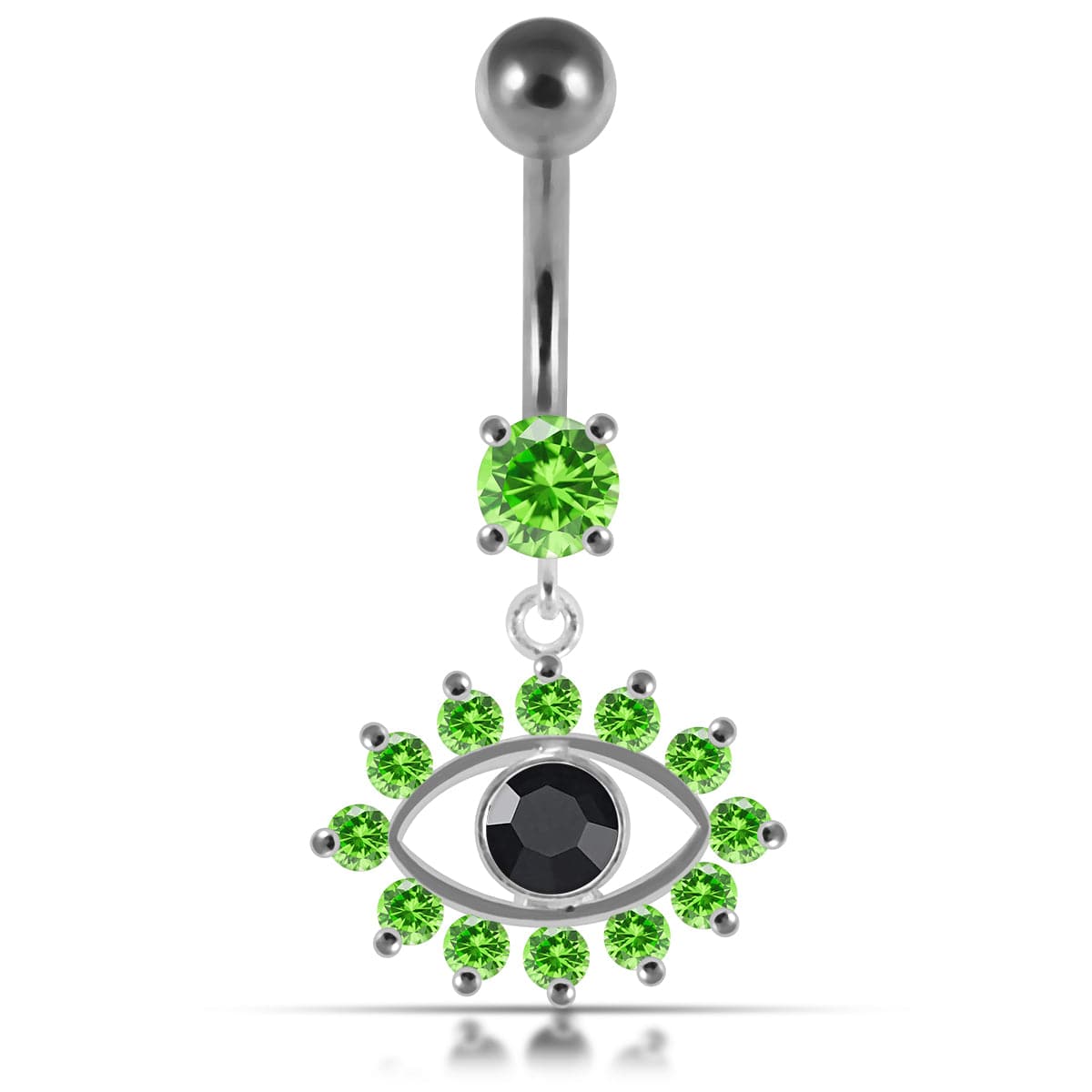 925 Sterling Silver Blue Eye Catching Stone Studded Belly Ring