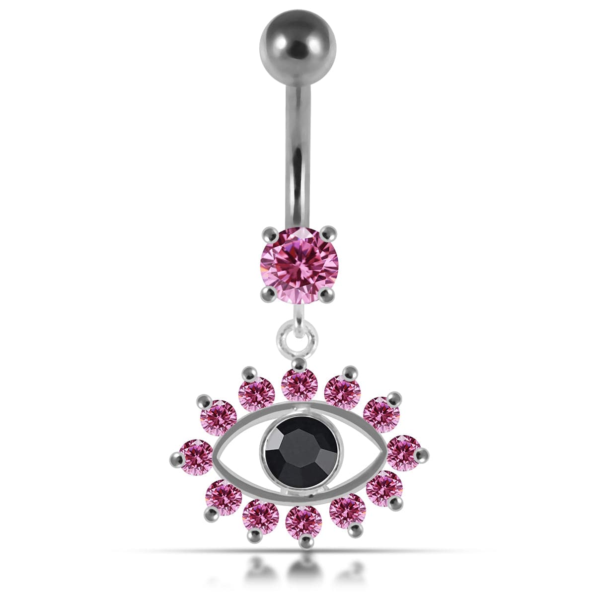 925 Sterling Silver Blue Eye Catching Stone Studded Belly Ring