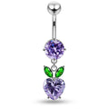 925 Sterling Silver Jewelled Fashion Cherry Heart Navel Belly Piercing