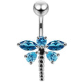 925 Sterling Silver Jewelled Dragonfly Non-Moving Belly Ring