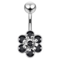 925 Sterling Silver Jewelled Flower Navel Belly Banana