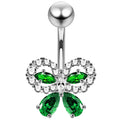925 Sterling Silver CZ Jewelled Elegant Bow Non Dangle Belly Button Ring