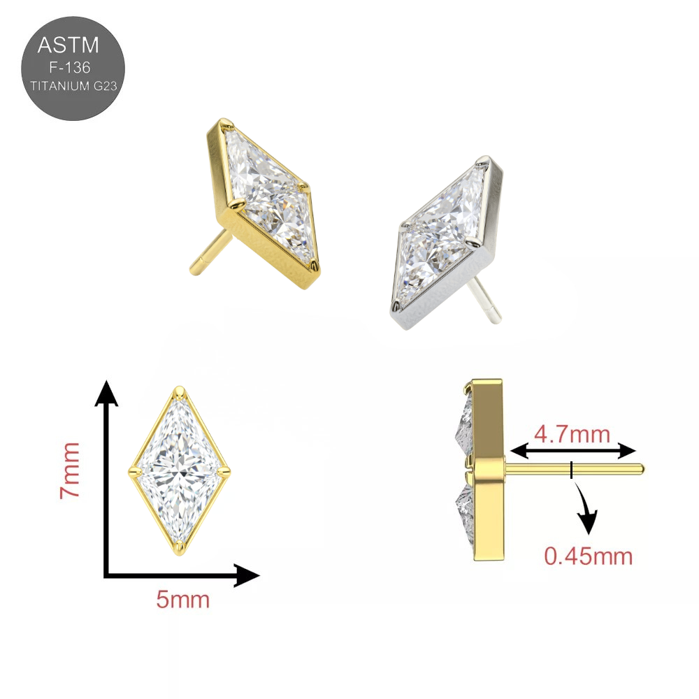 G23 Titanium Geometric Triangle Cluster Threadless Labret Accessory Top