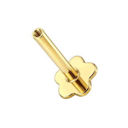 14K Gold Internal Thread Flower Back Labret Bar