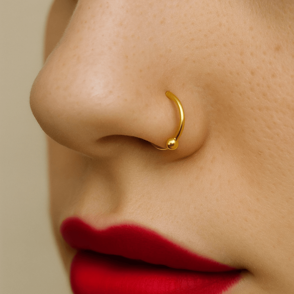 14K Gold Hinged Segment Clicker Ring with Plain Ball