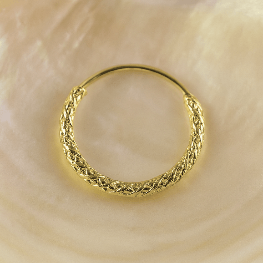 14K Gold Laser Cut Hinged Segment Hoop Ring