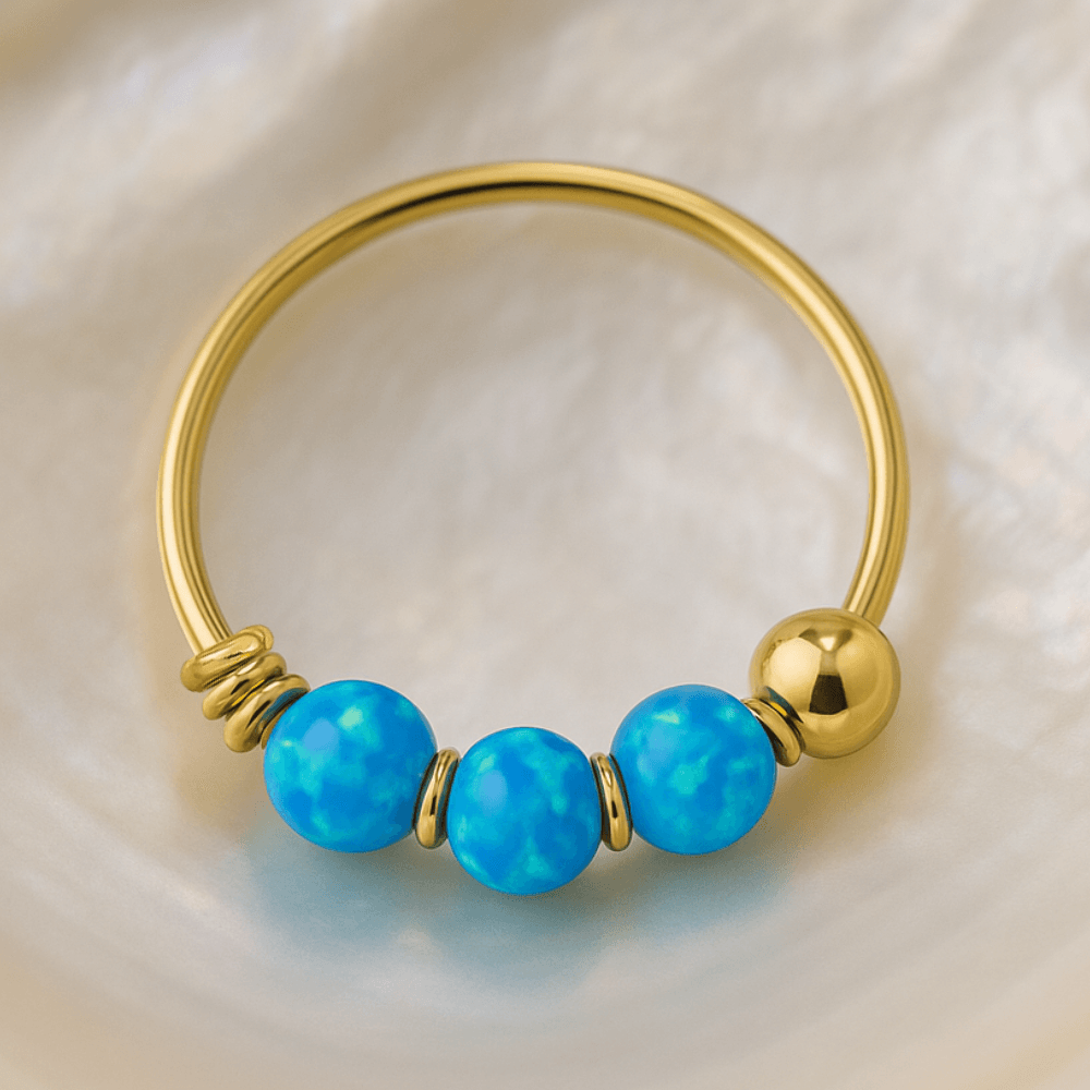 9K Gold Opal Hoop Nose Ring