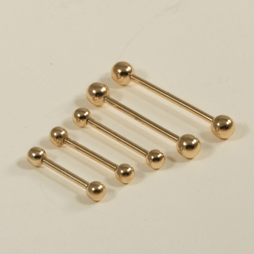 14K Gold Straight Tongue Barbell with Ball