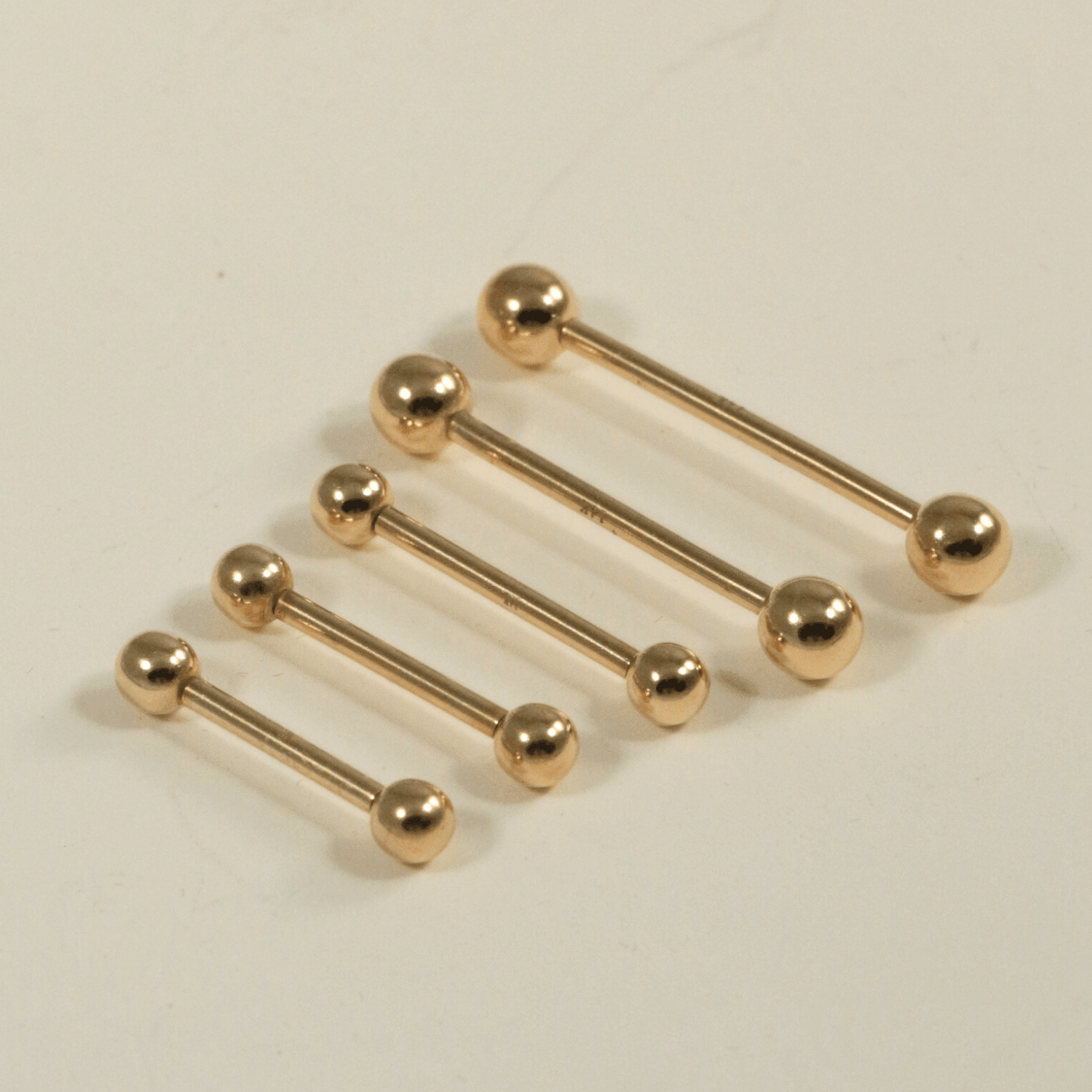 14K Gold Straight Tongue Barbell with Ball