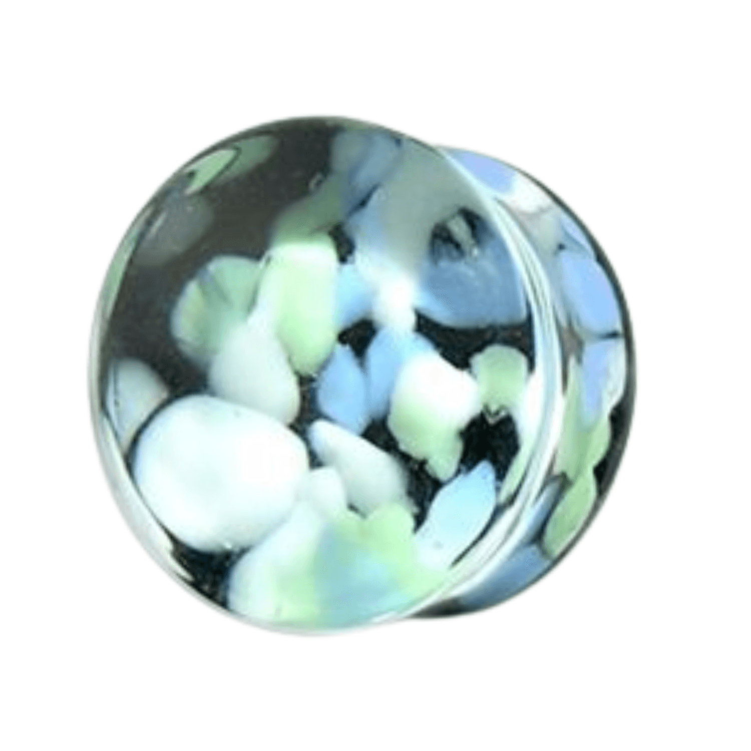 Pyrex Glass Marine & Black Pebble Ear Plug