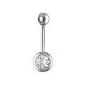 316L Surgical Steel Single CZ Jewelled Belly Ring