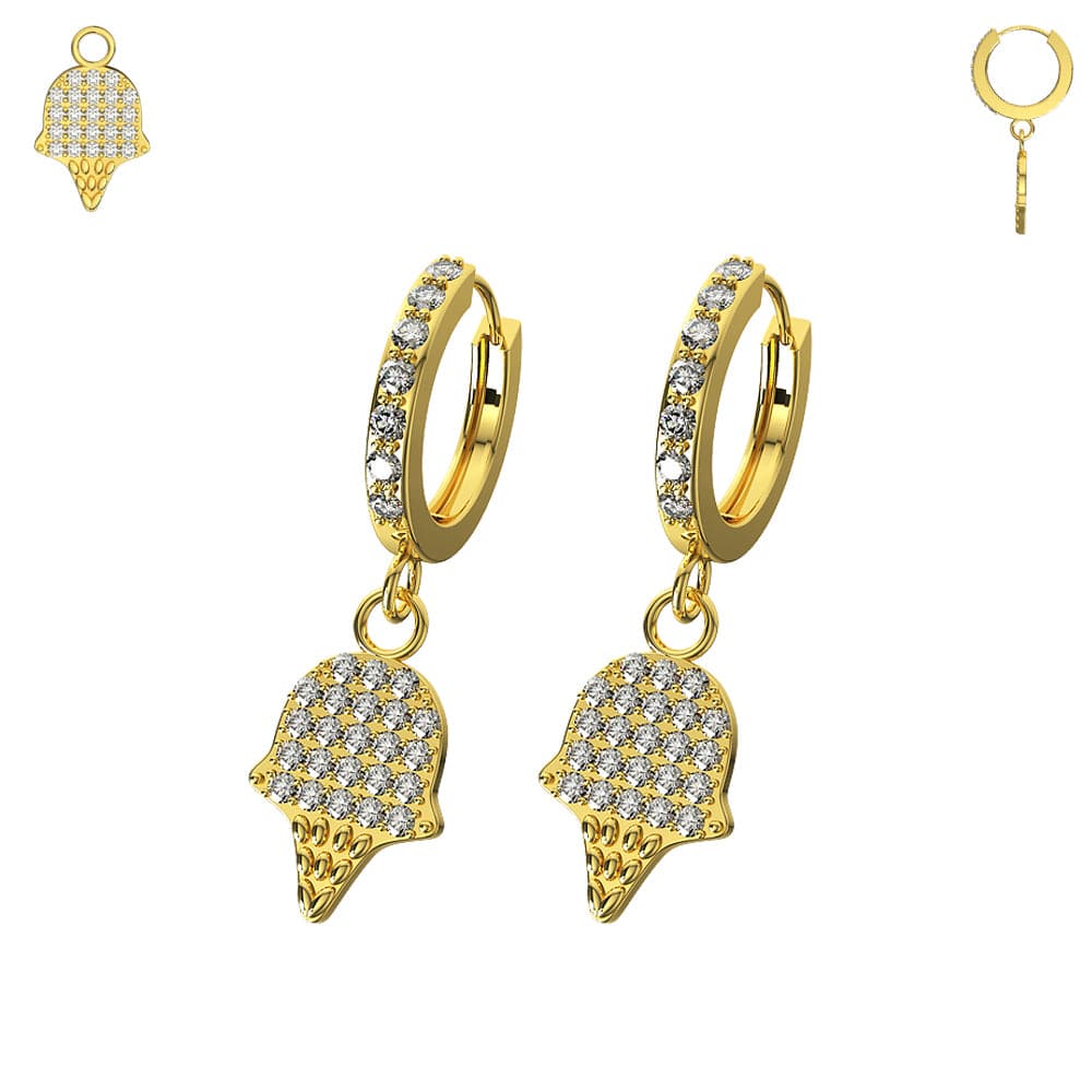 316L Surgical Steel CZ Jewelled Ice Cream Hinged Huggie Earring