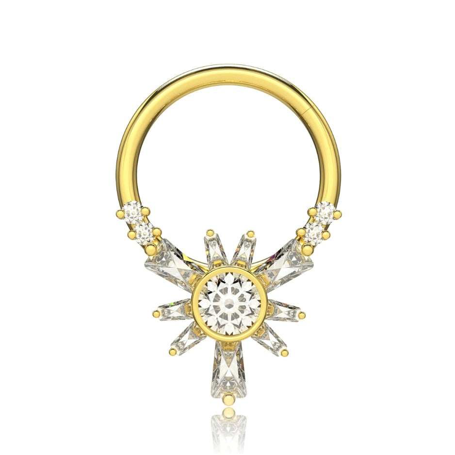 316L Surgical Steel Cubic Zirconia Jewelled Hinged Segment Clicker Ring