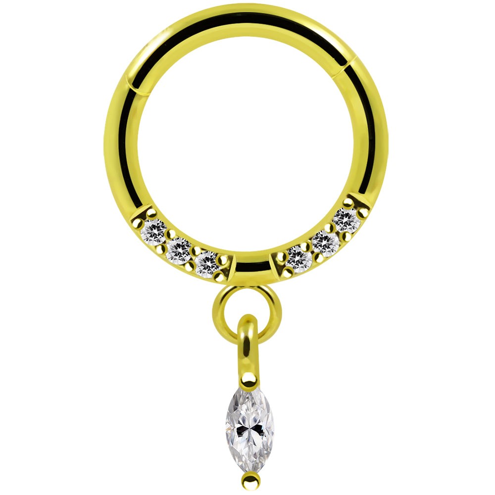 316L Surgical Steel CZ Jewelled Dangling Marquise Hinged Segment Clicker